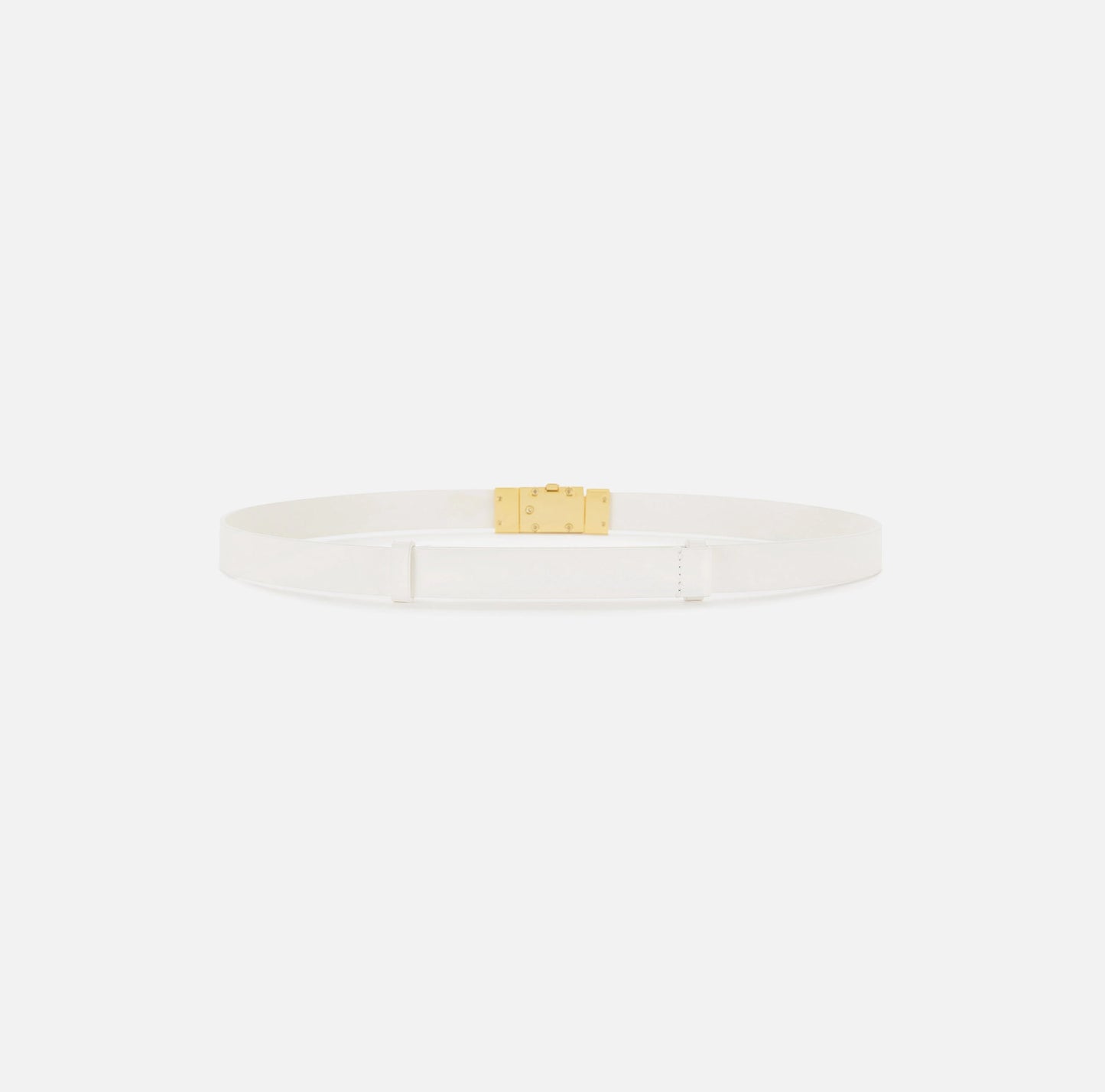 High-waisted belt in semi-gloss leather