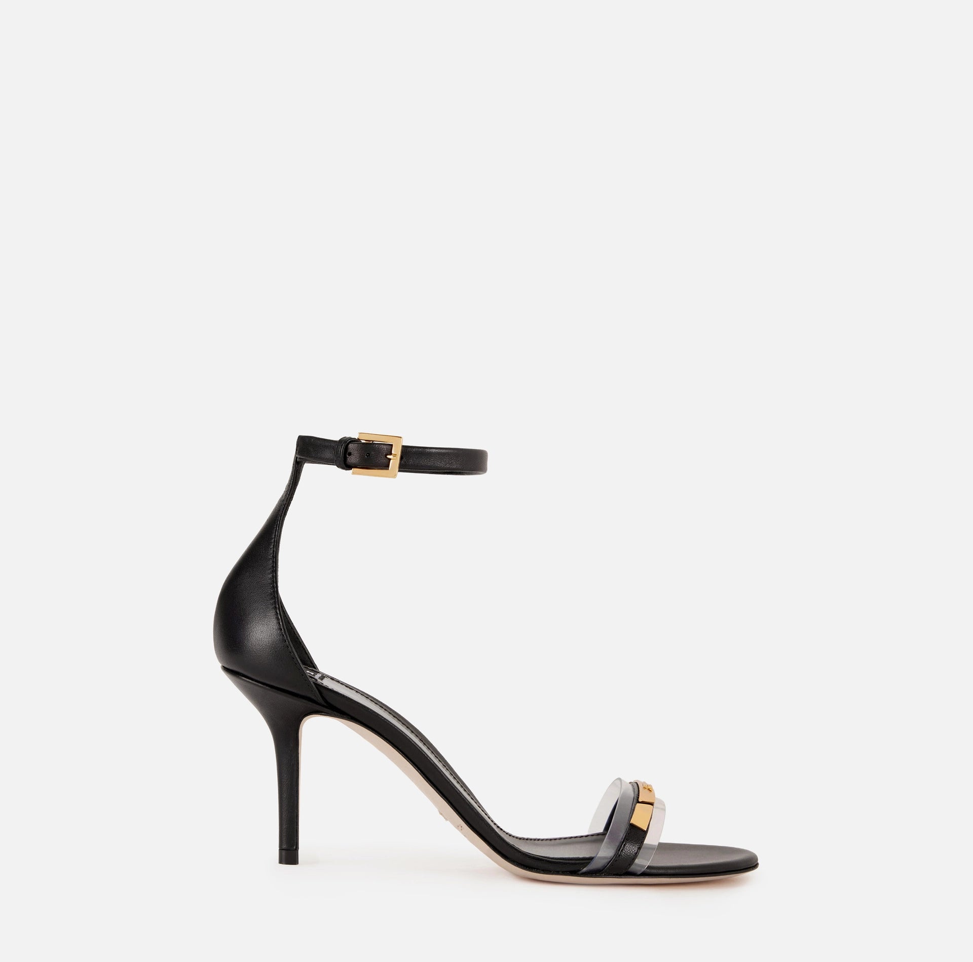 Leather sandal with transparent insert