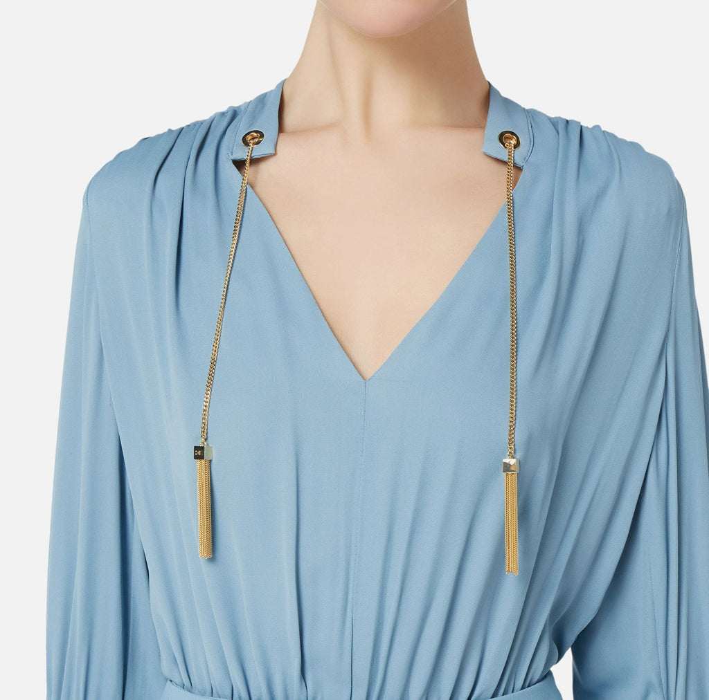 Combination dress with gold metal tassels | LAST PIECE: 40