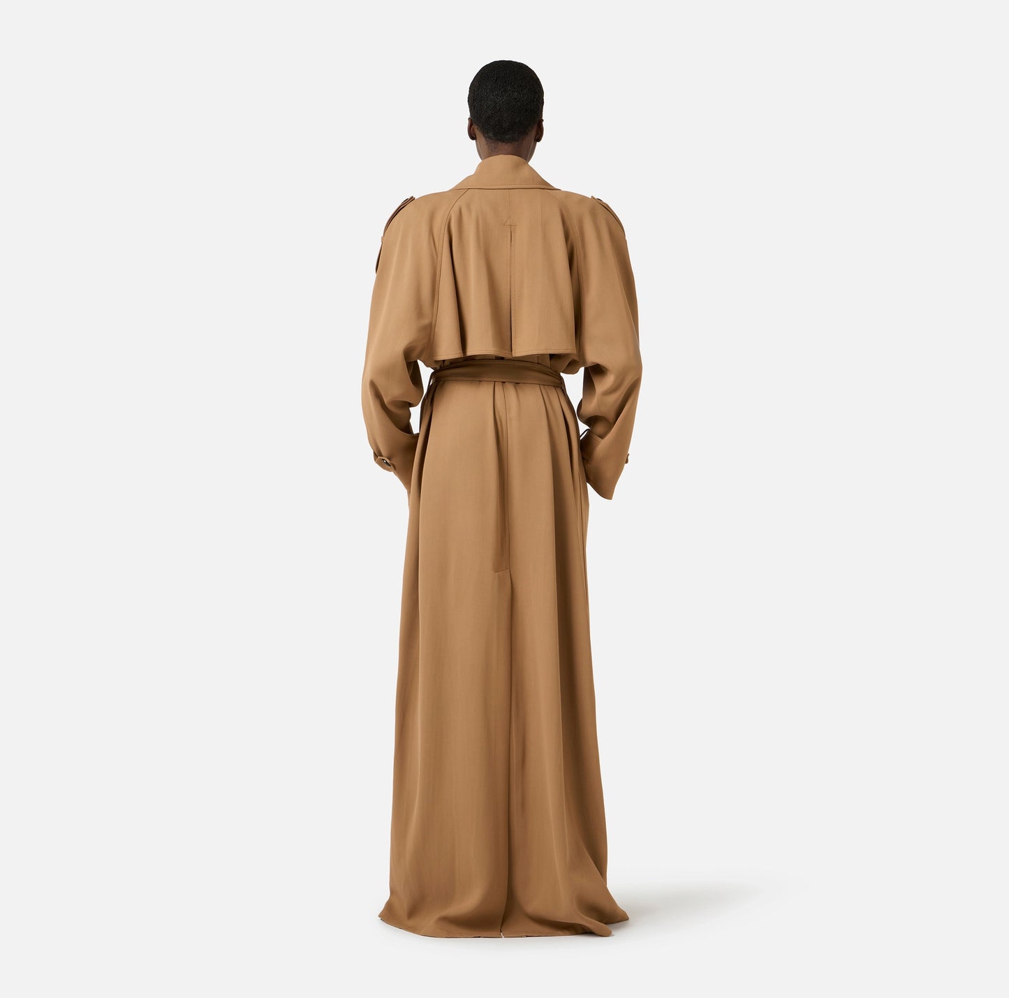 Flowing gabardine trench coat