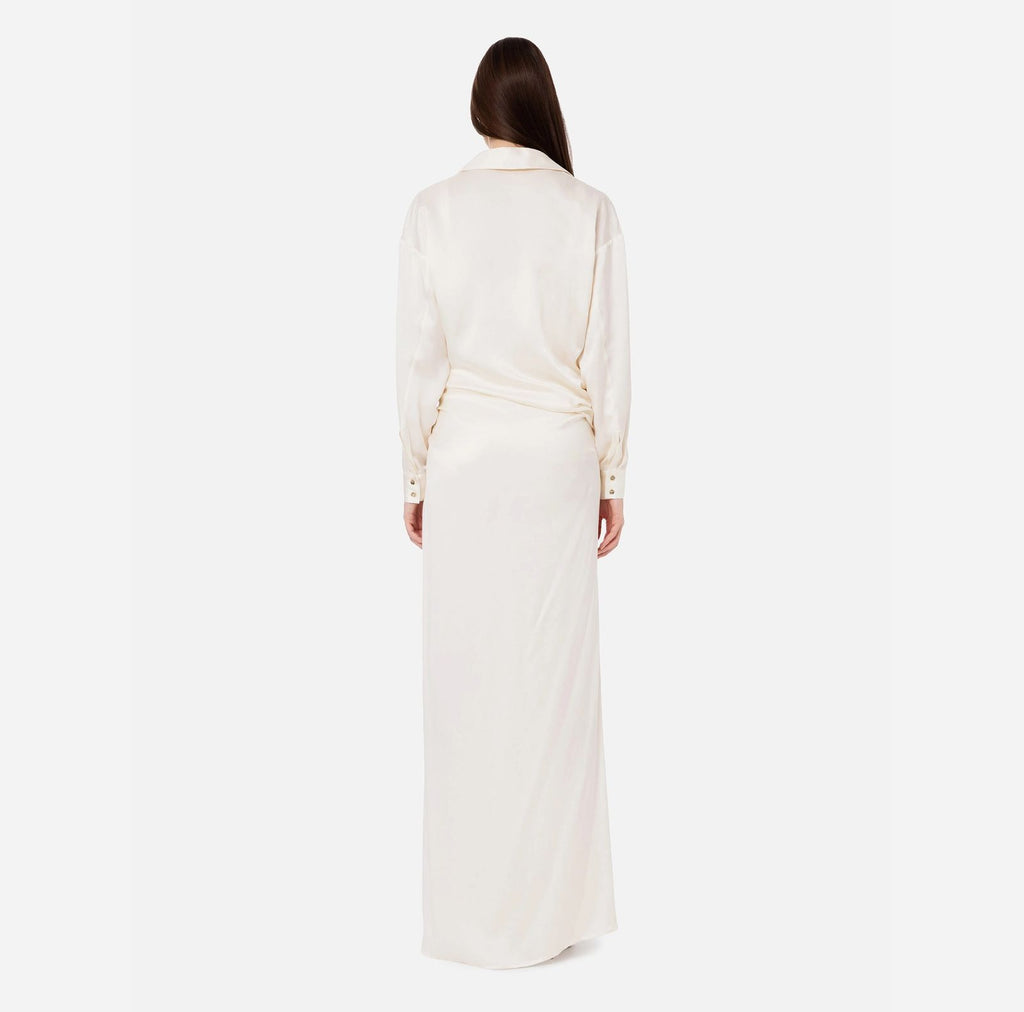 Red carpet silk dress with embroidered body | LAST PIECE: 40