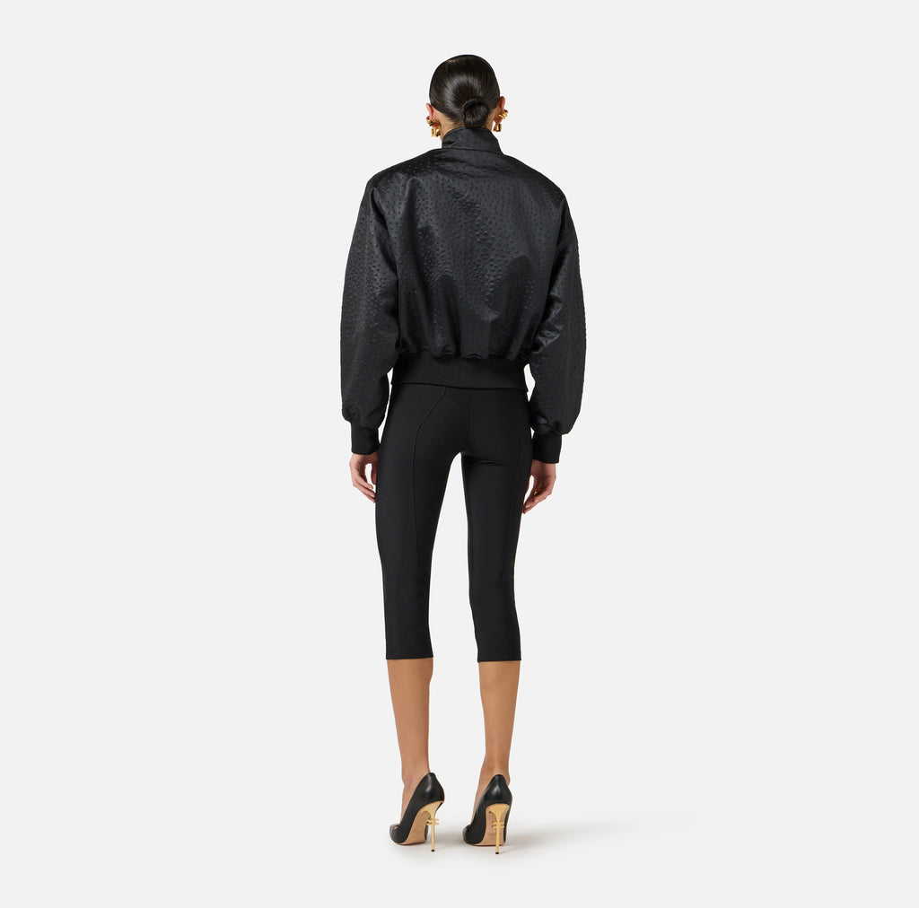 Jacket in taffeta fabric with ostrich print