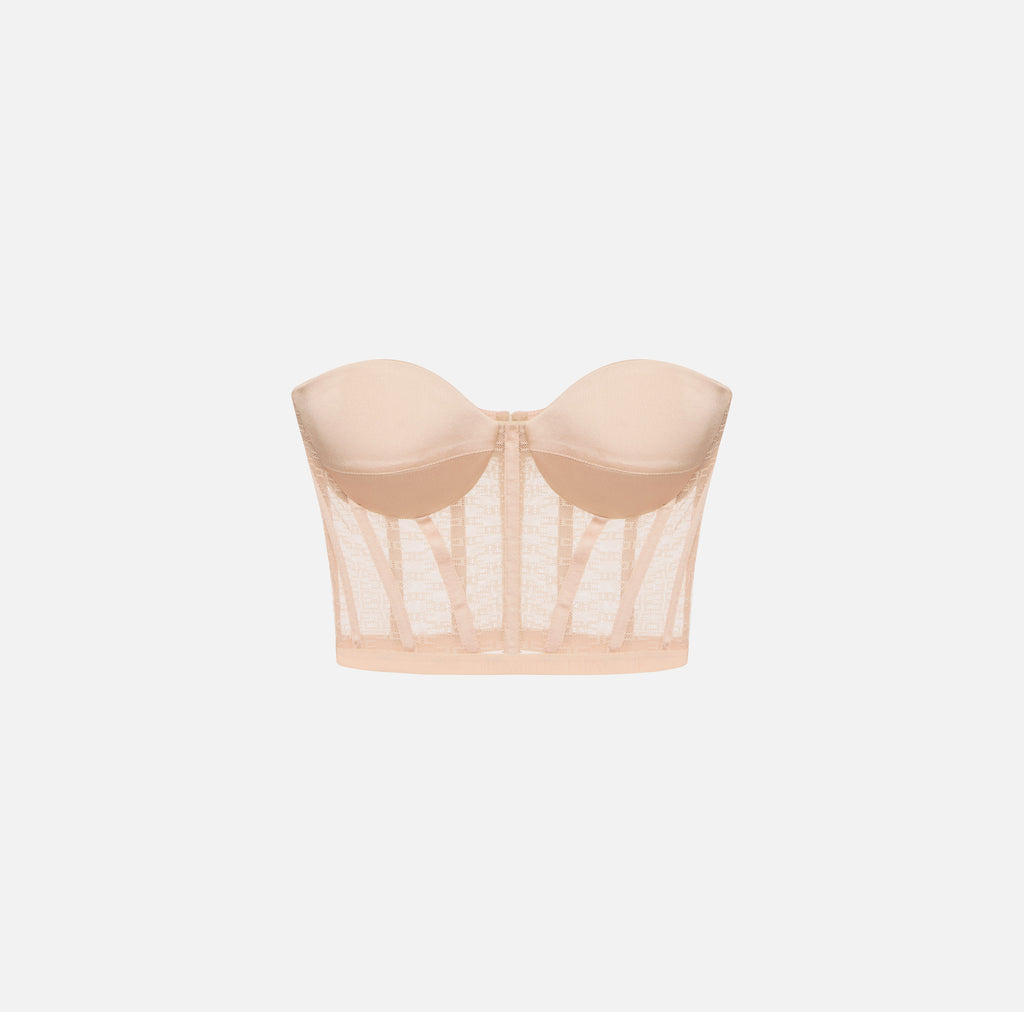 Monogram tulle bustier top