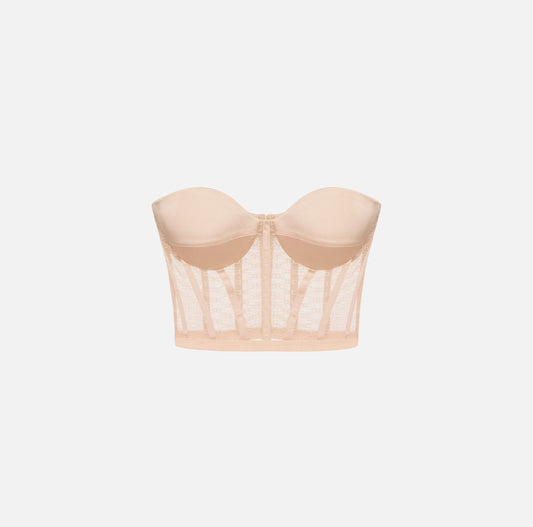 Monogram tulle bustier top