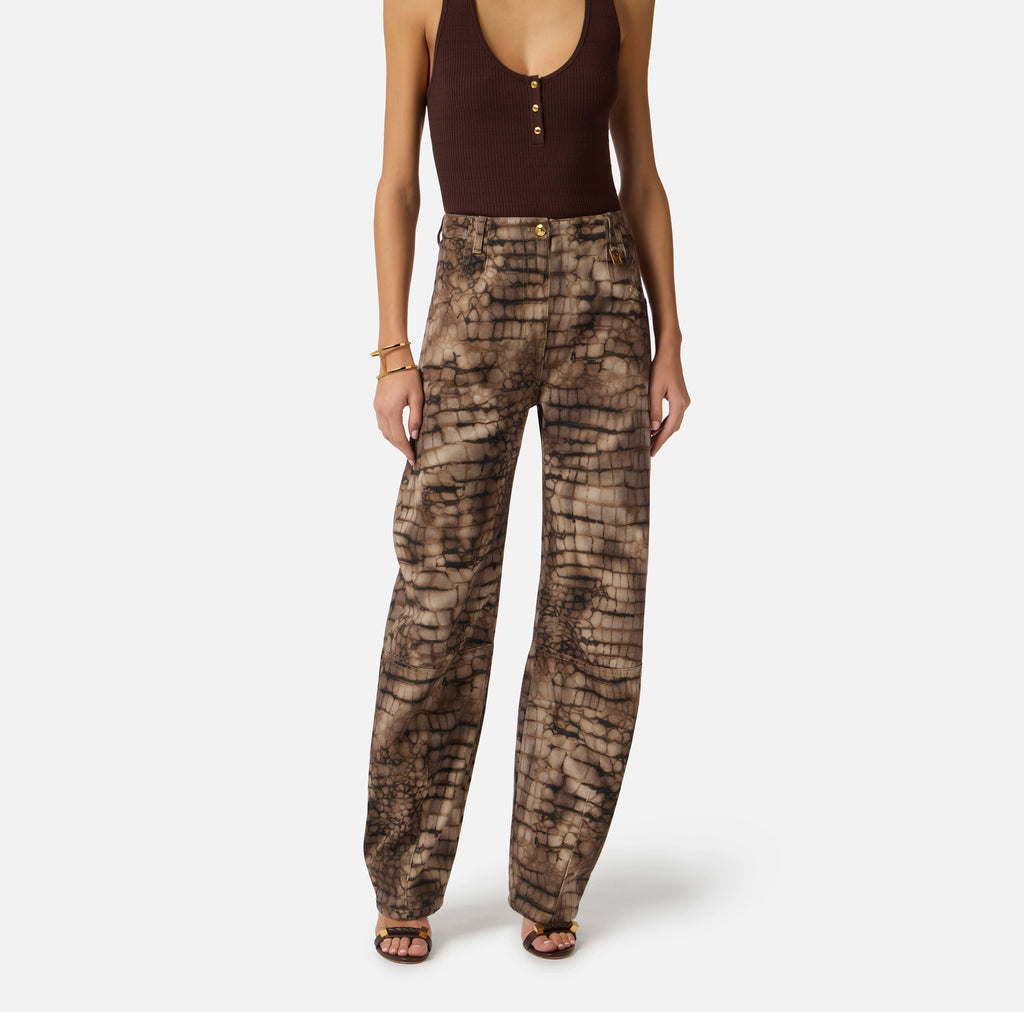 Drill jeans with alligator print