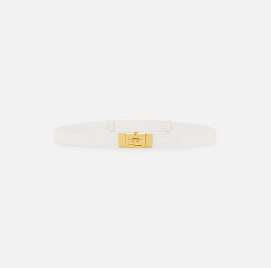 High-waisted belt in semi-gloss leather