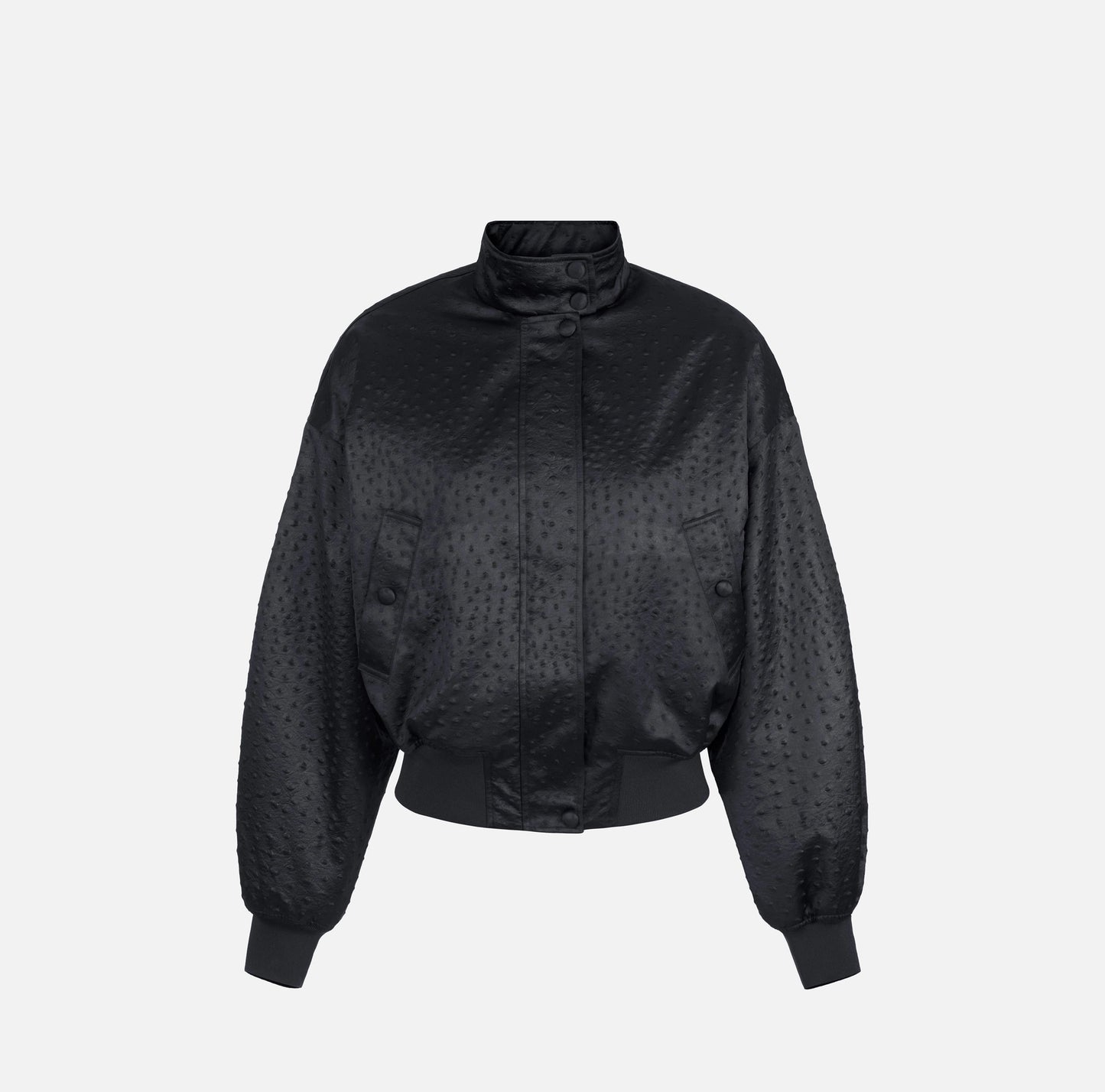 Jacket in taffeta fabric with ostrich print