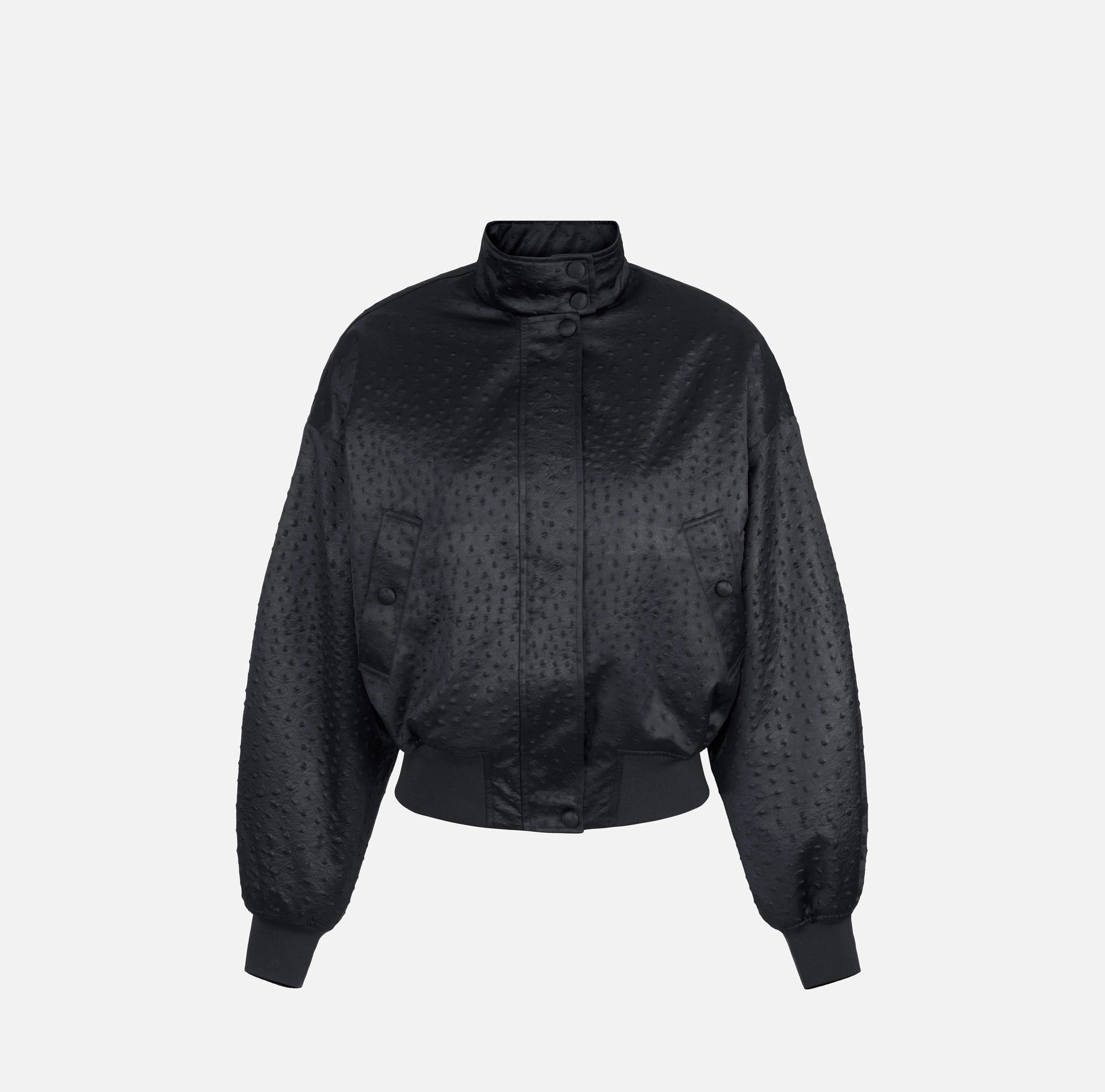 Jacket in taffeta fabric with ostrich print