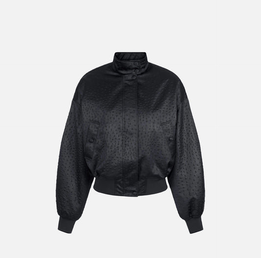 Jacket in taffeta fabric with ostrich print