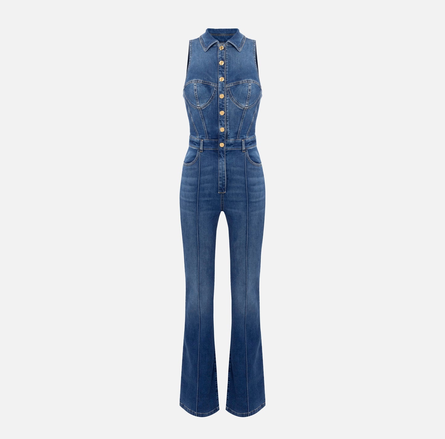 Denim bustier jumpsuit