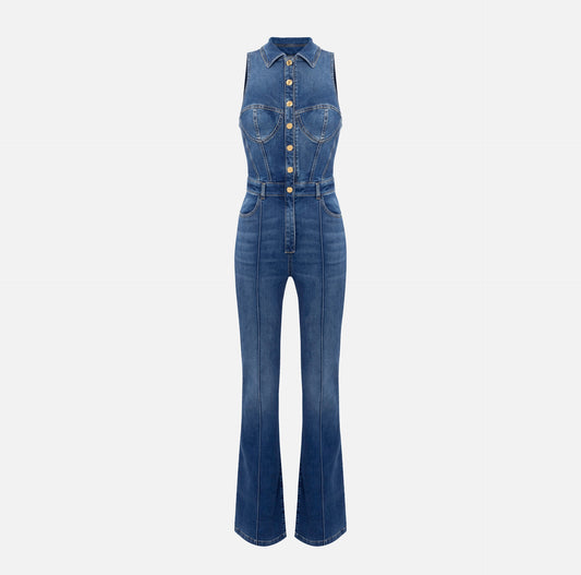 Denim bustier jumpsuit