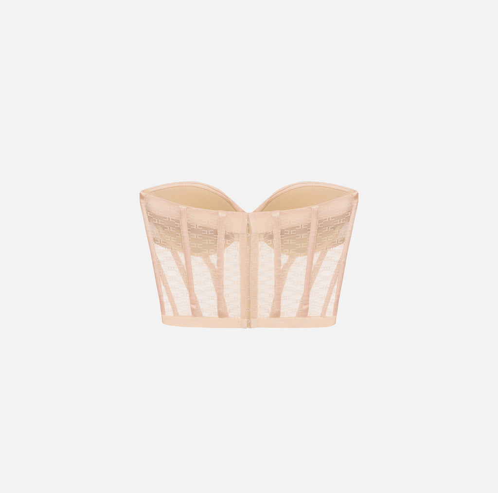 Monogram tulle bustier top