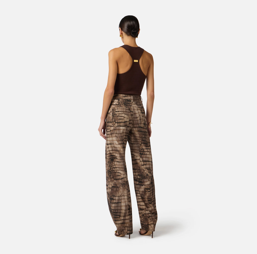 Drill jeans with alligator print
