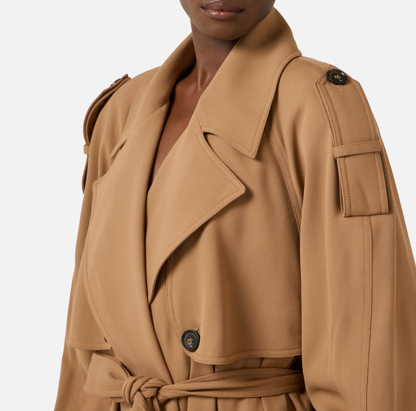 Flowing gabardine trench coat