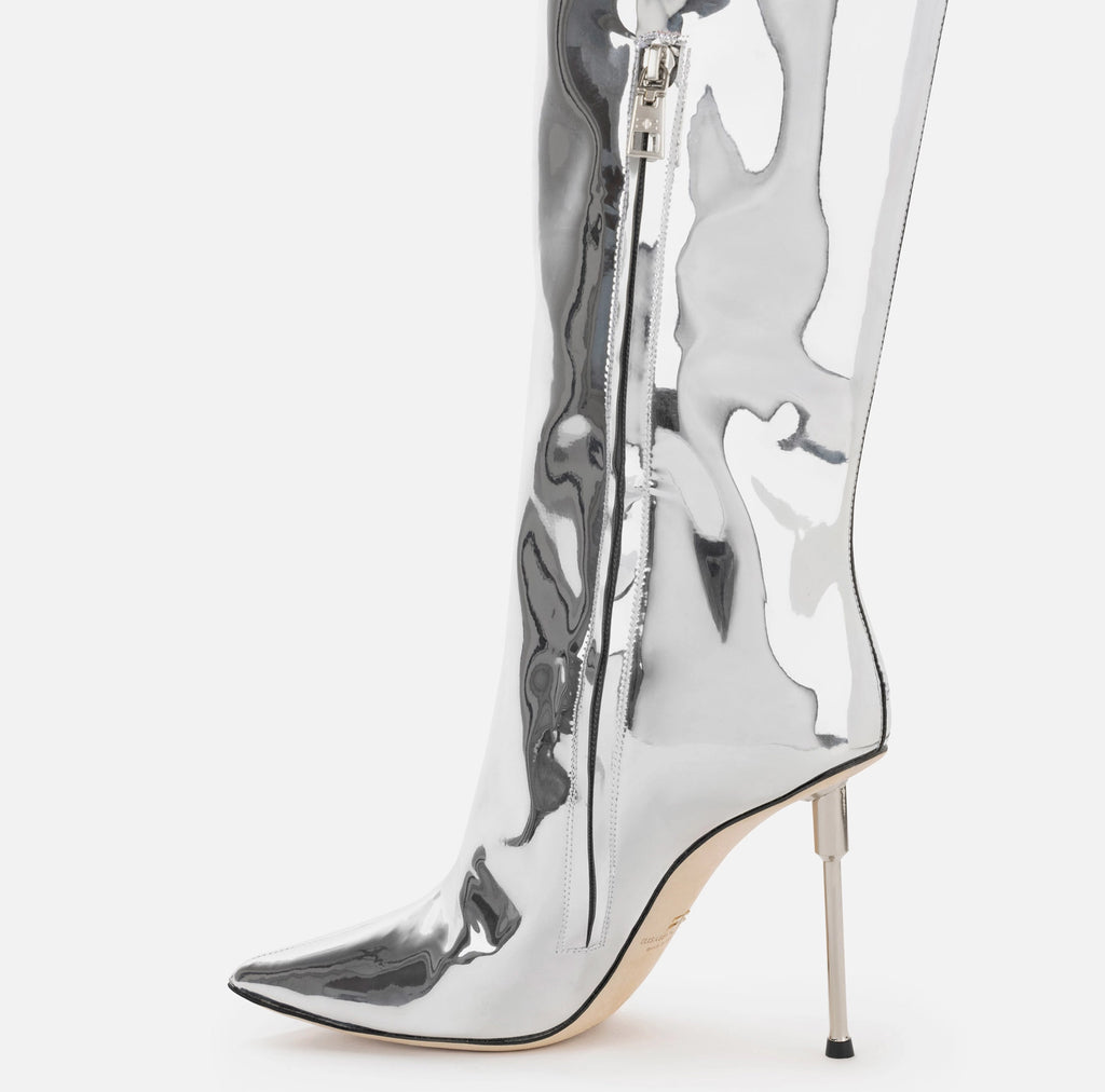 Over-the-knee boots in reflective fabric | LAST PIECE: 37/38/39