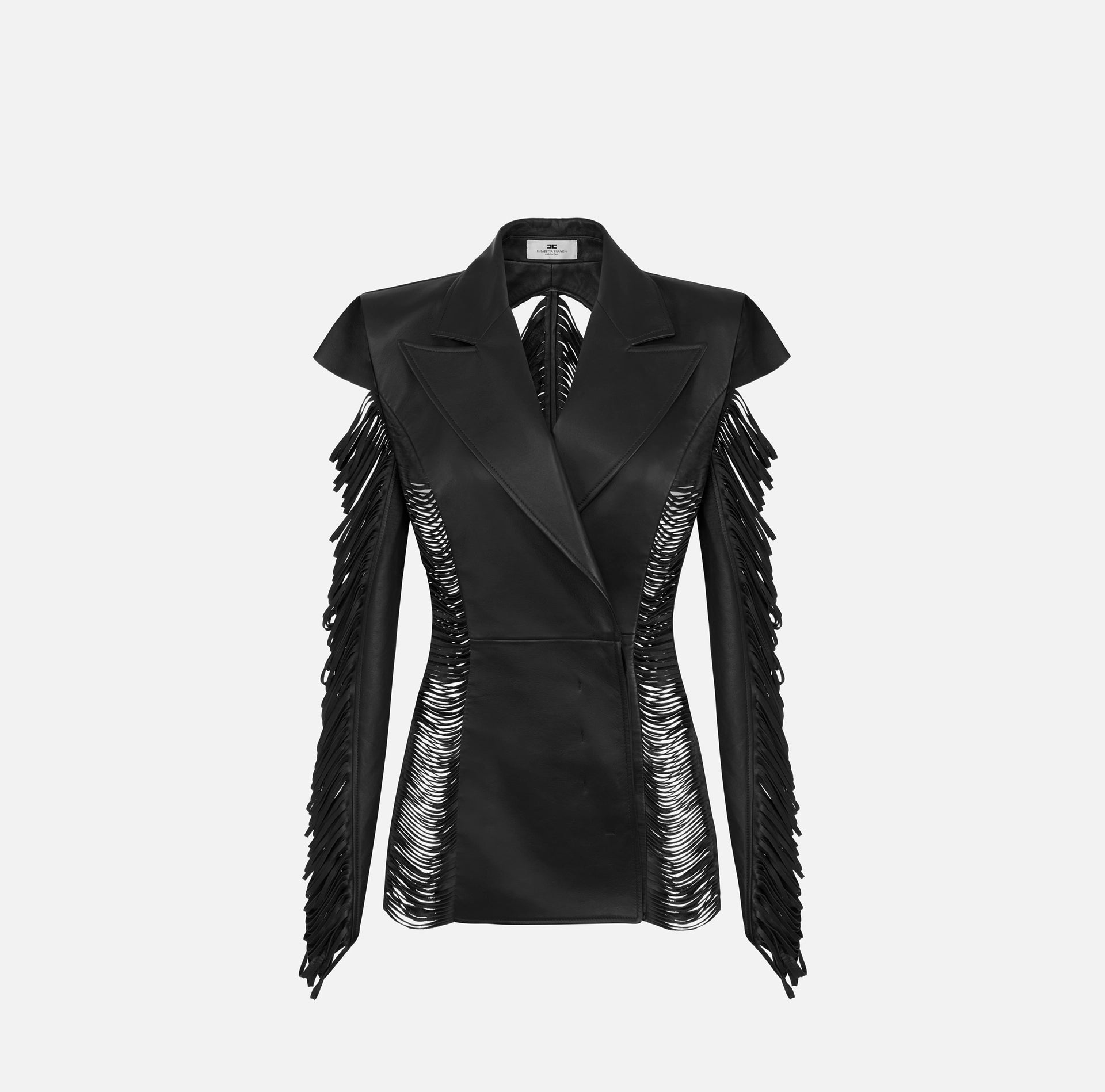 Nappa leather jacket with fringes
