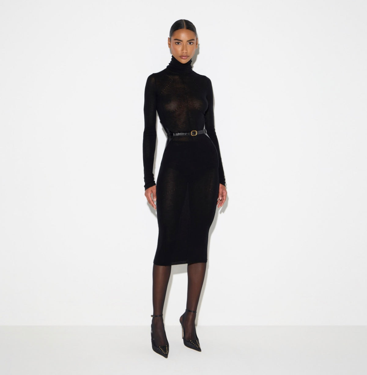 Knit openwork dress