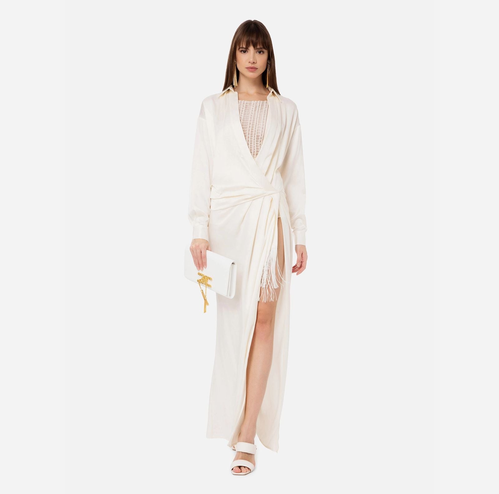Red carpet silk dress with embroidered body | LAST PIECE: 40