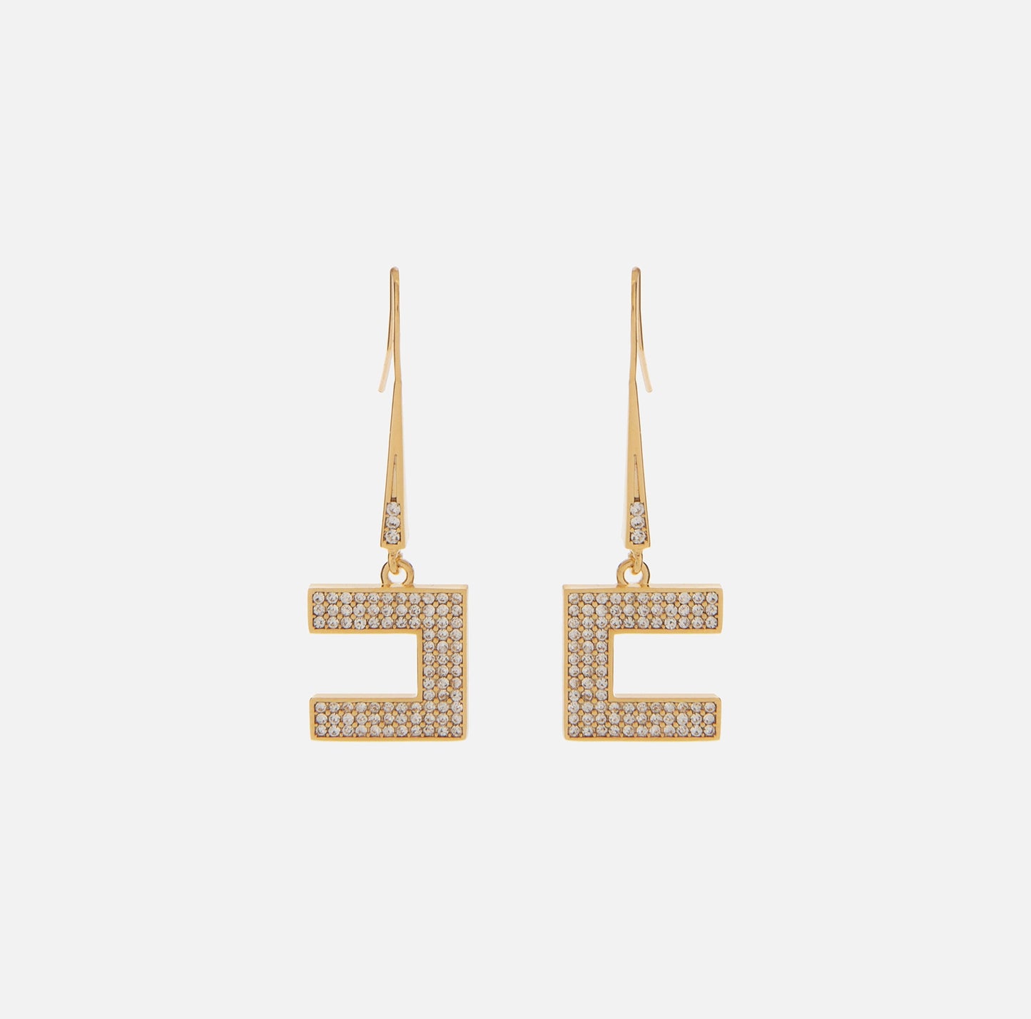 Earrings with logo and rhinestones