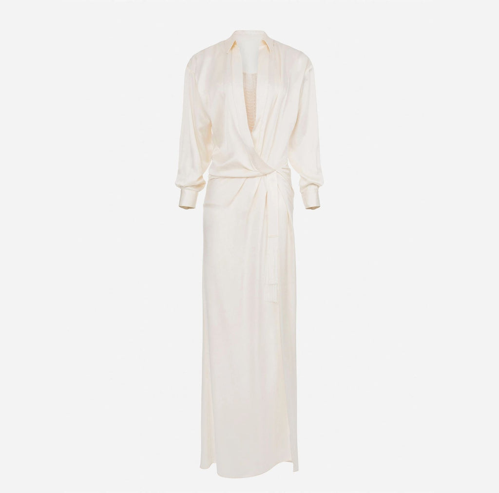 Red carpet silk dress with embroidered body | LAST PIECE: 40