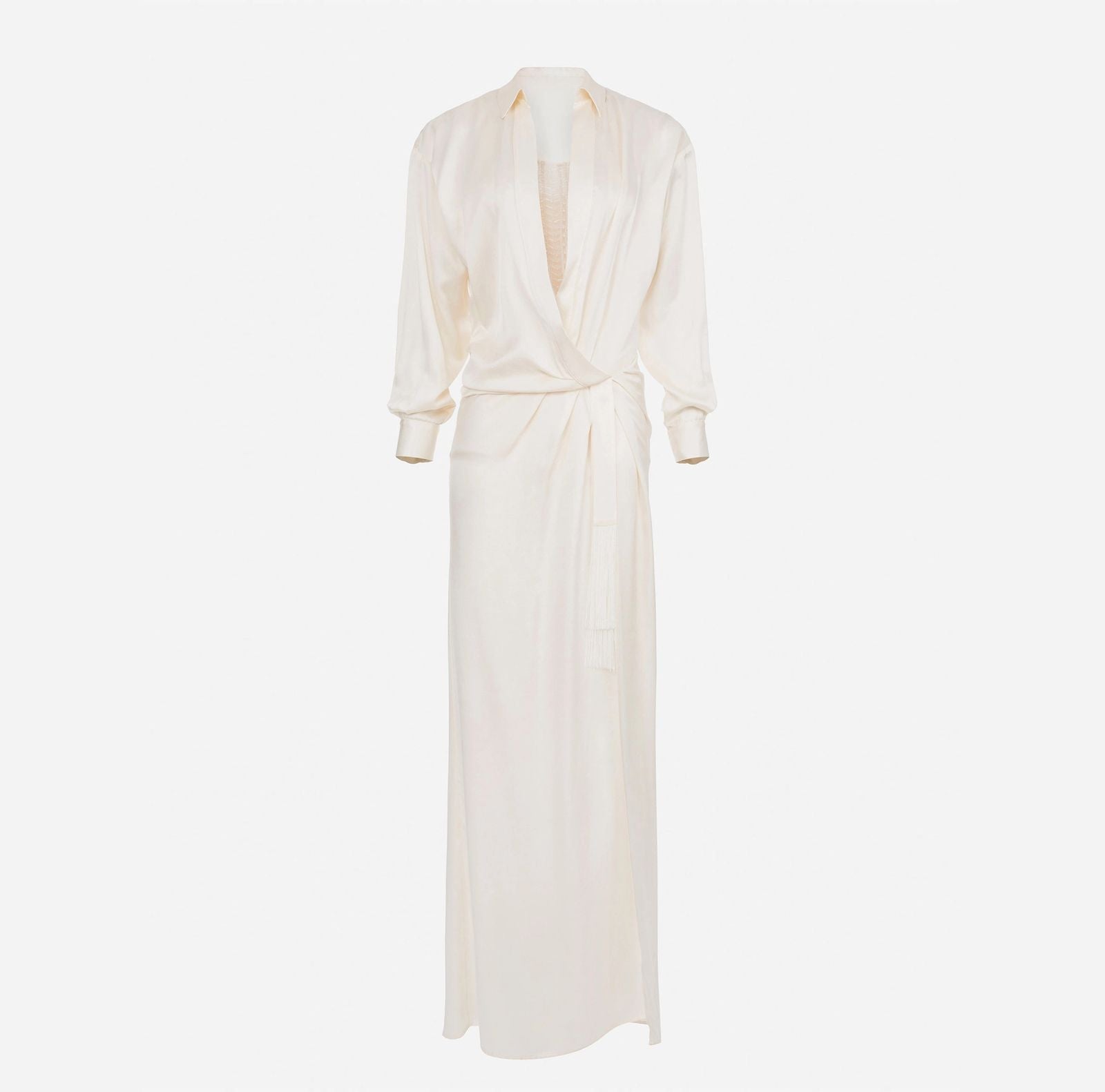 Red carpet silk dress with embroidered body | LAST PIECE: 40
