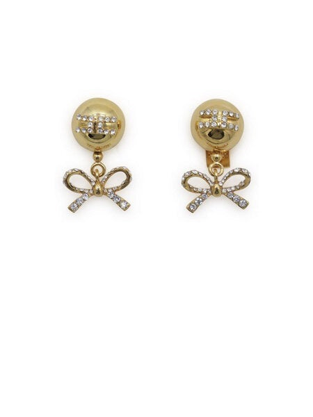 Earrings with Bow in Rhinestonesoro giallo