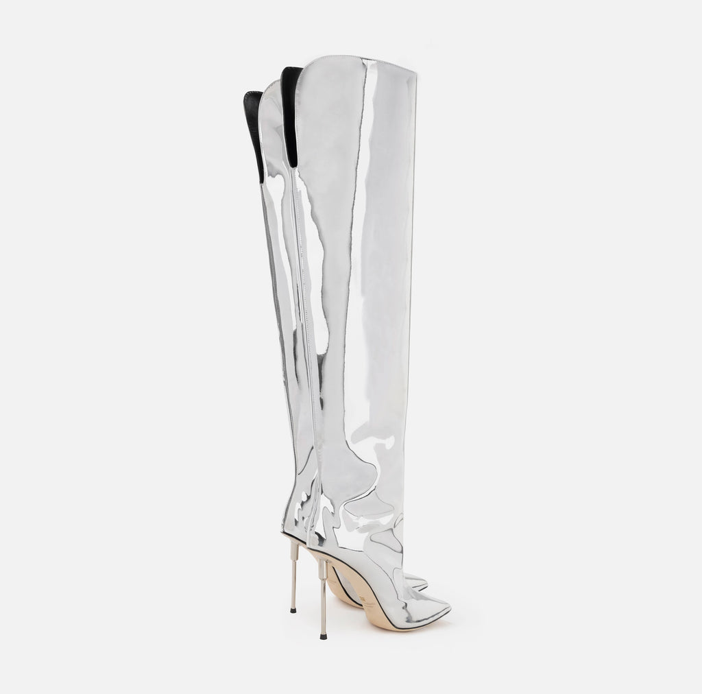 Over-the-knee boots in reflective fabric | LAST PIECE: 37/38/39