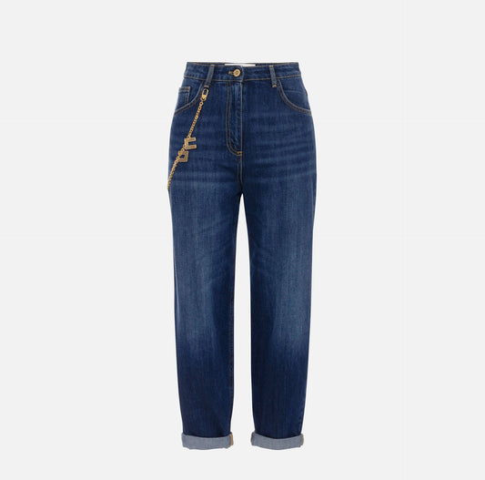 Jeans with jewel chain