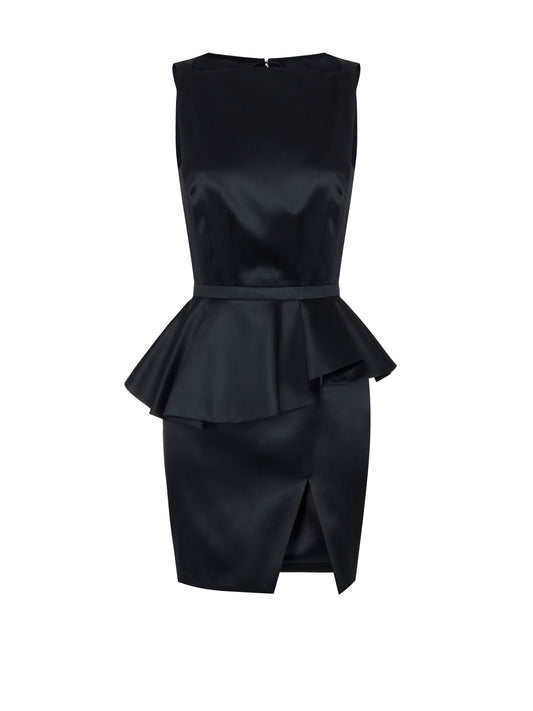 Mini dress in gazar fabric with flounce