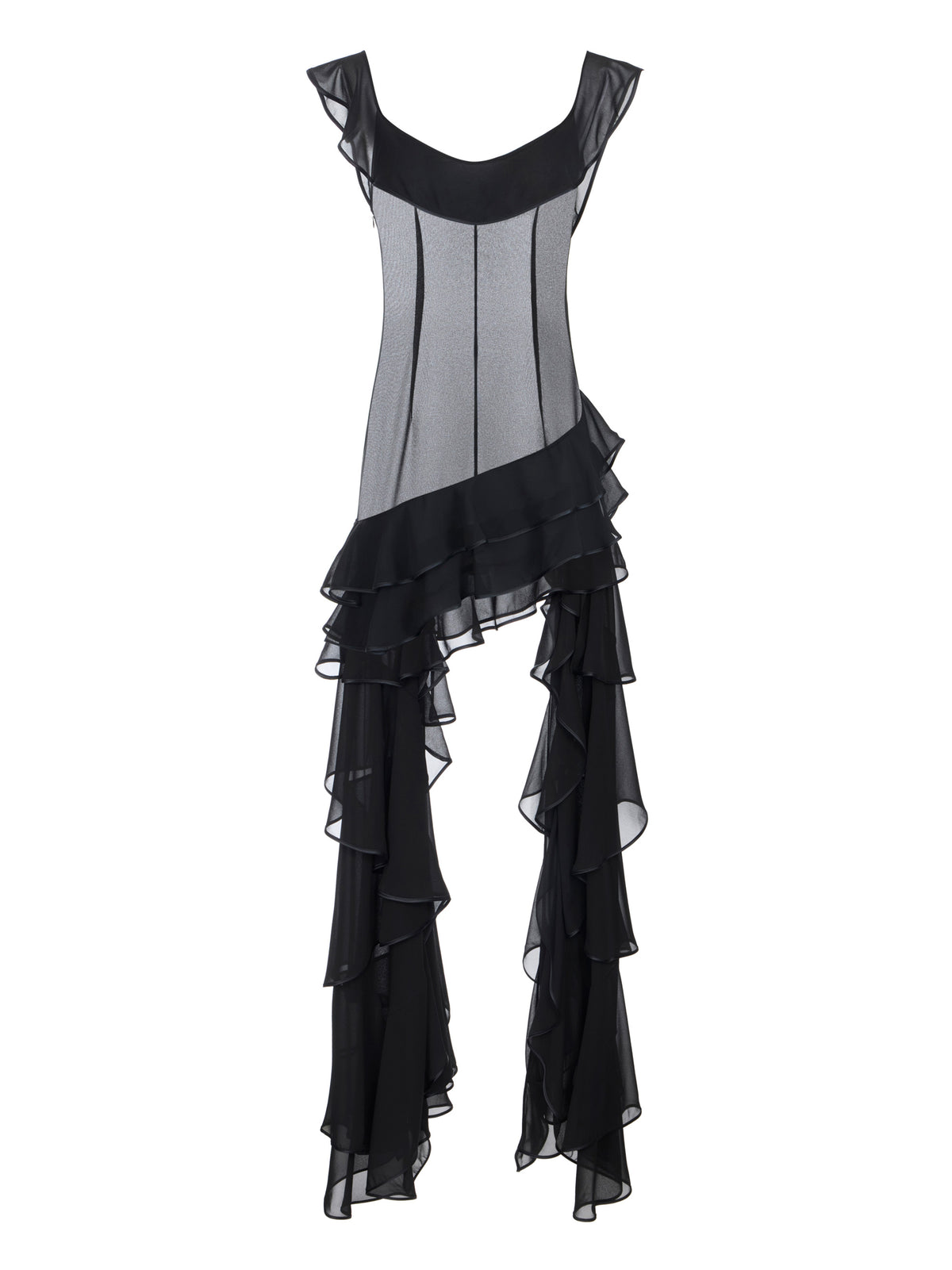Dress in georgette fabric with ruffles