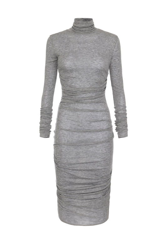 Wool and jersey midi dress with logo