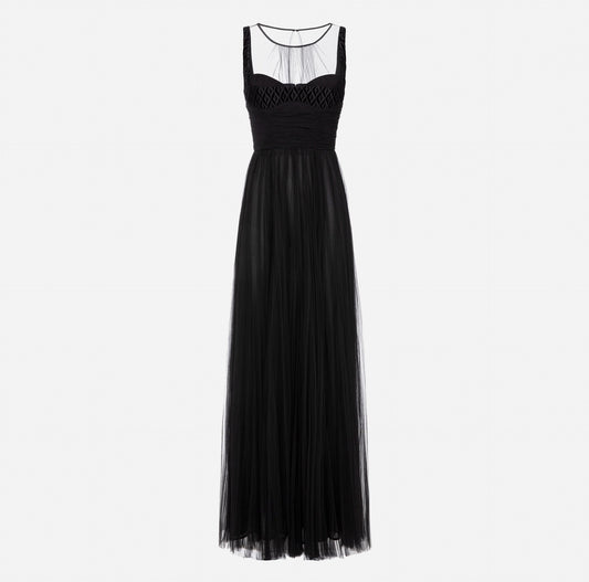 Red Carpet dress in pleated tulle fabric