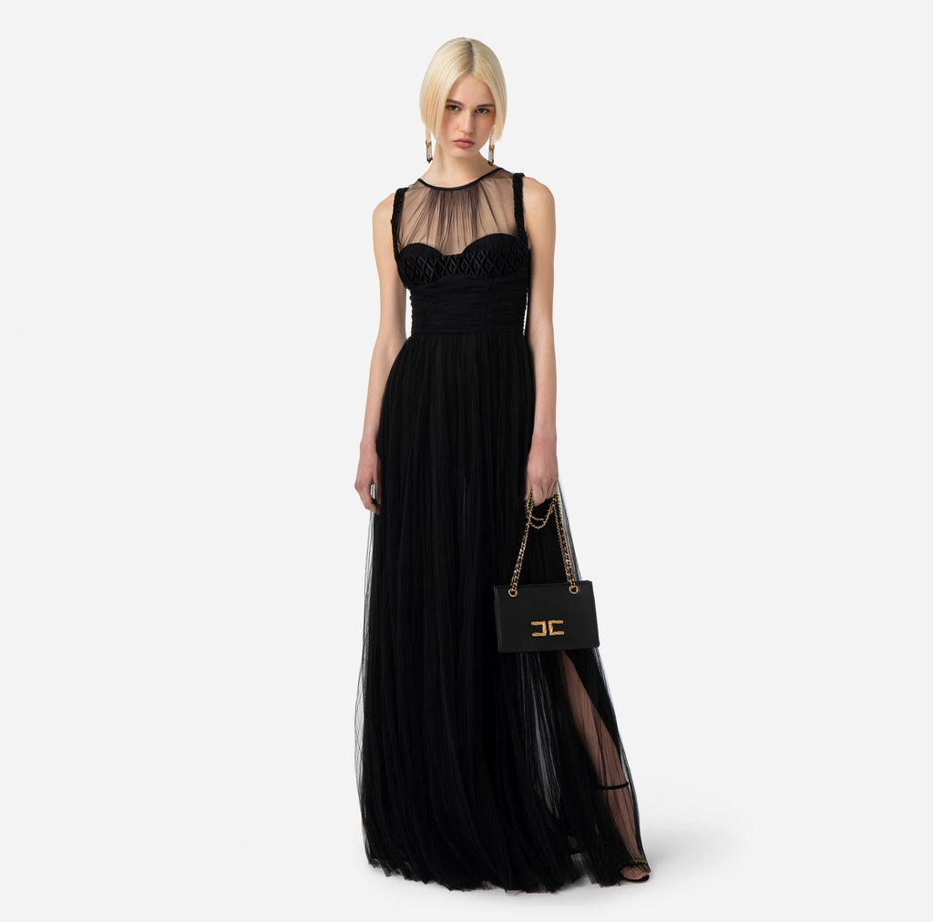 Red Carpet dress in pleated tulle fabric | LAST PIECE: 40/42