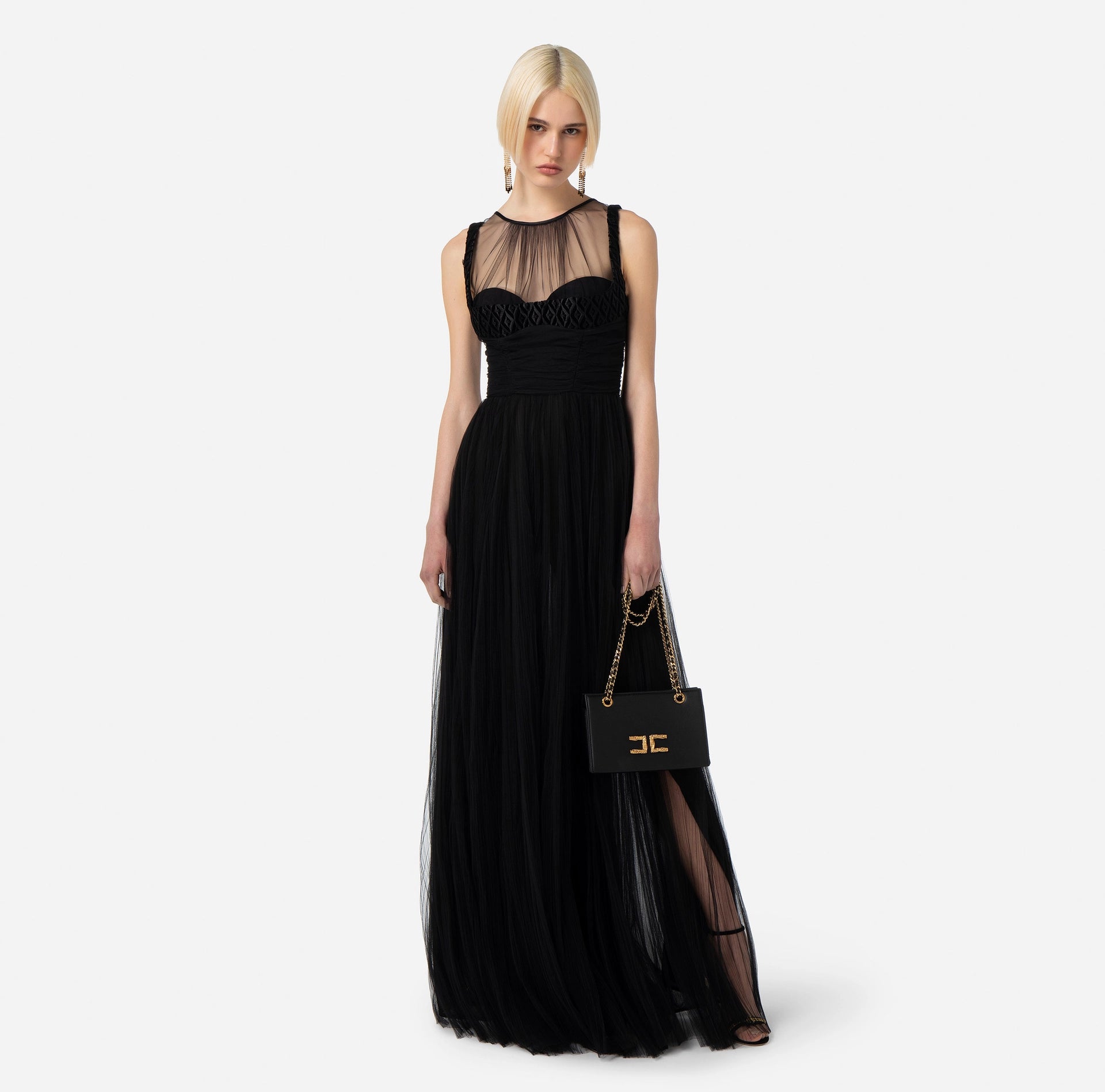 Red Carpet dress in pleated tulle fabric | LAST PIECE: 40/42