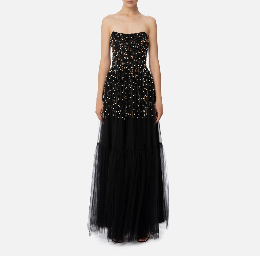 Red Carpet dress with sequins and pearls | LAST PIECE: 42