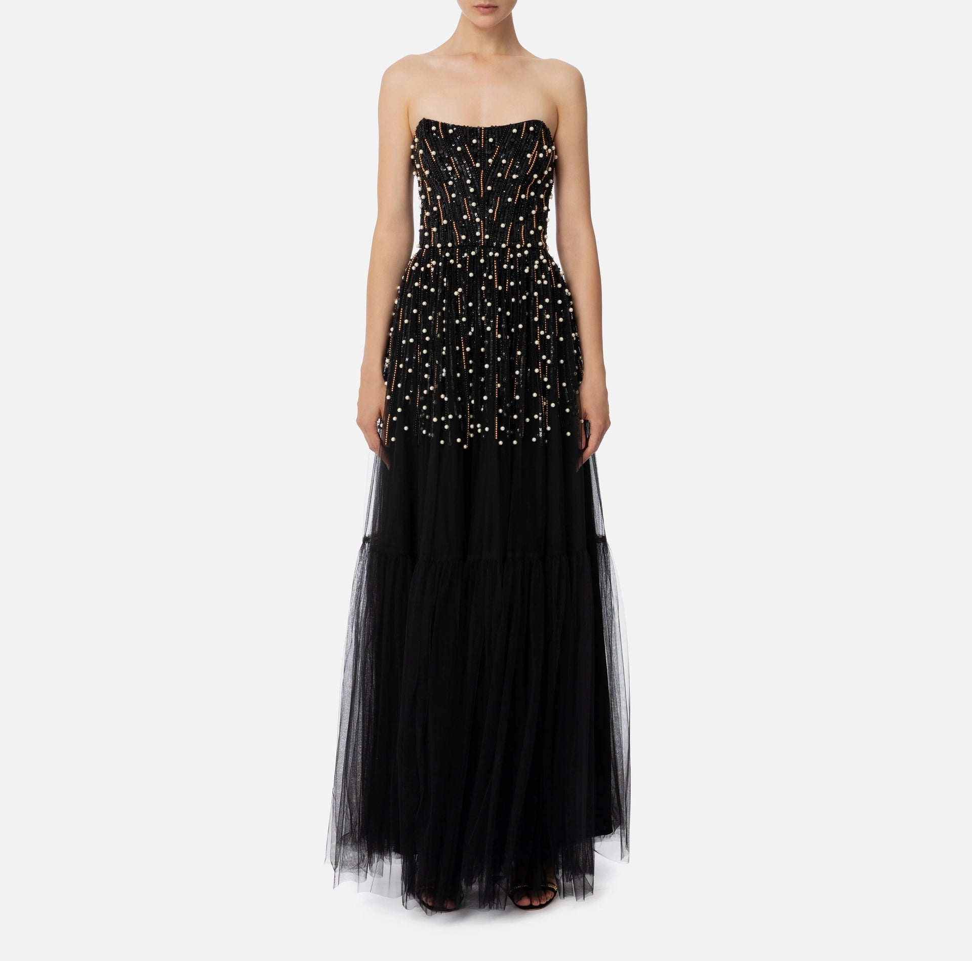 Red Carpet dress with sequins and pearls | LAST PIECE: 42