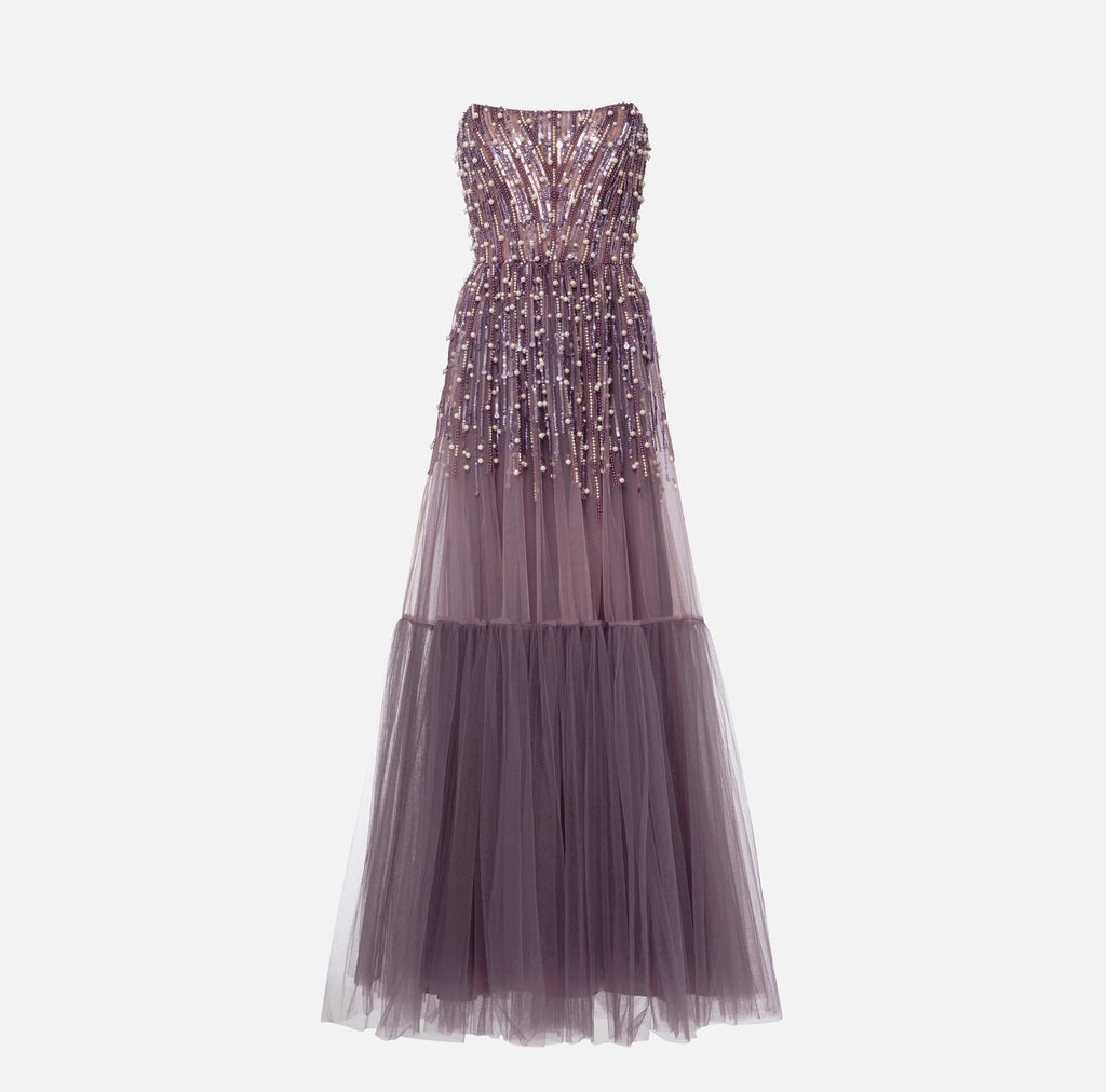 Red Carpet dress with sequins and pearls | LAST PIECE: 42