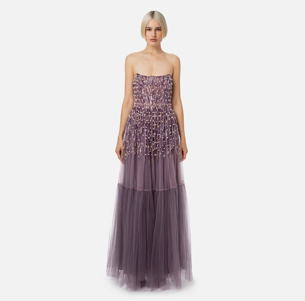 Red Carpet dress with sequins and pearls | LAST PIECE: 42