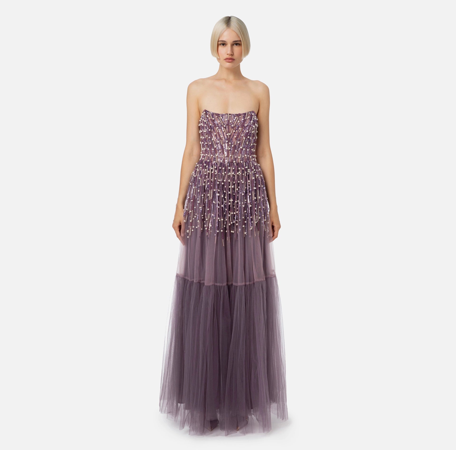 Red Carpet dress with sequins and pearls | LAST PIECE: 42