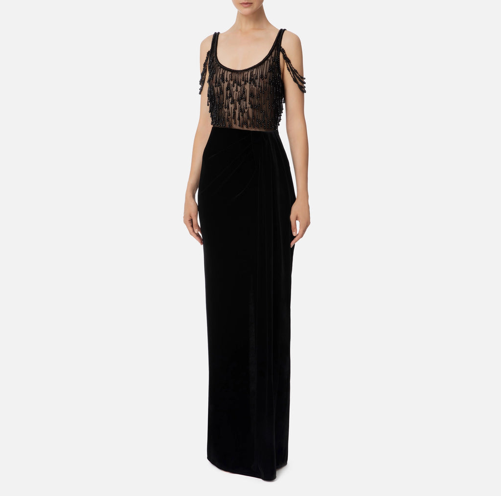 Red Carpet dress in embroidered velvet