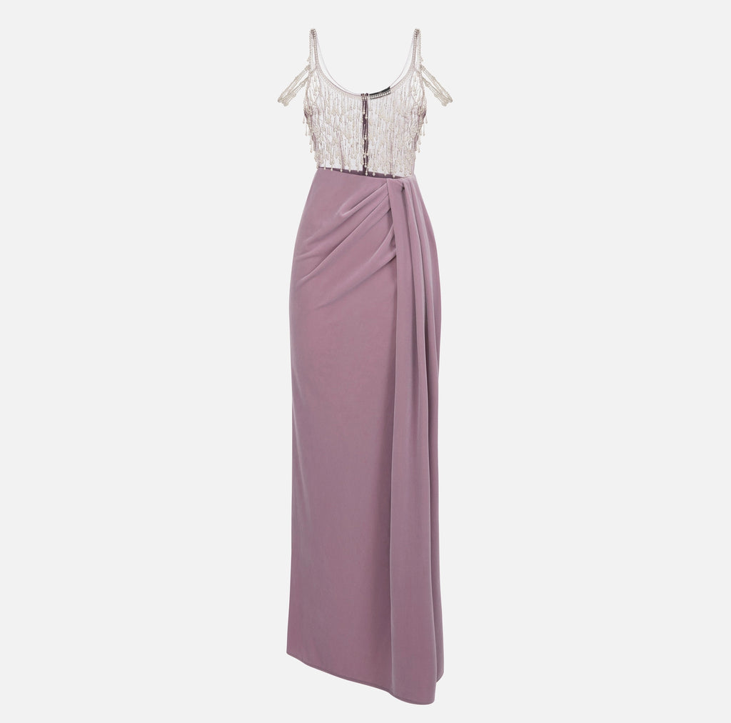 Red Carpet dress in embroidered velvet