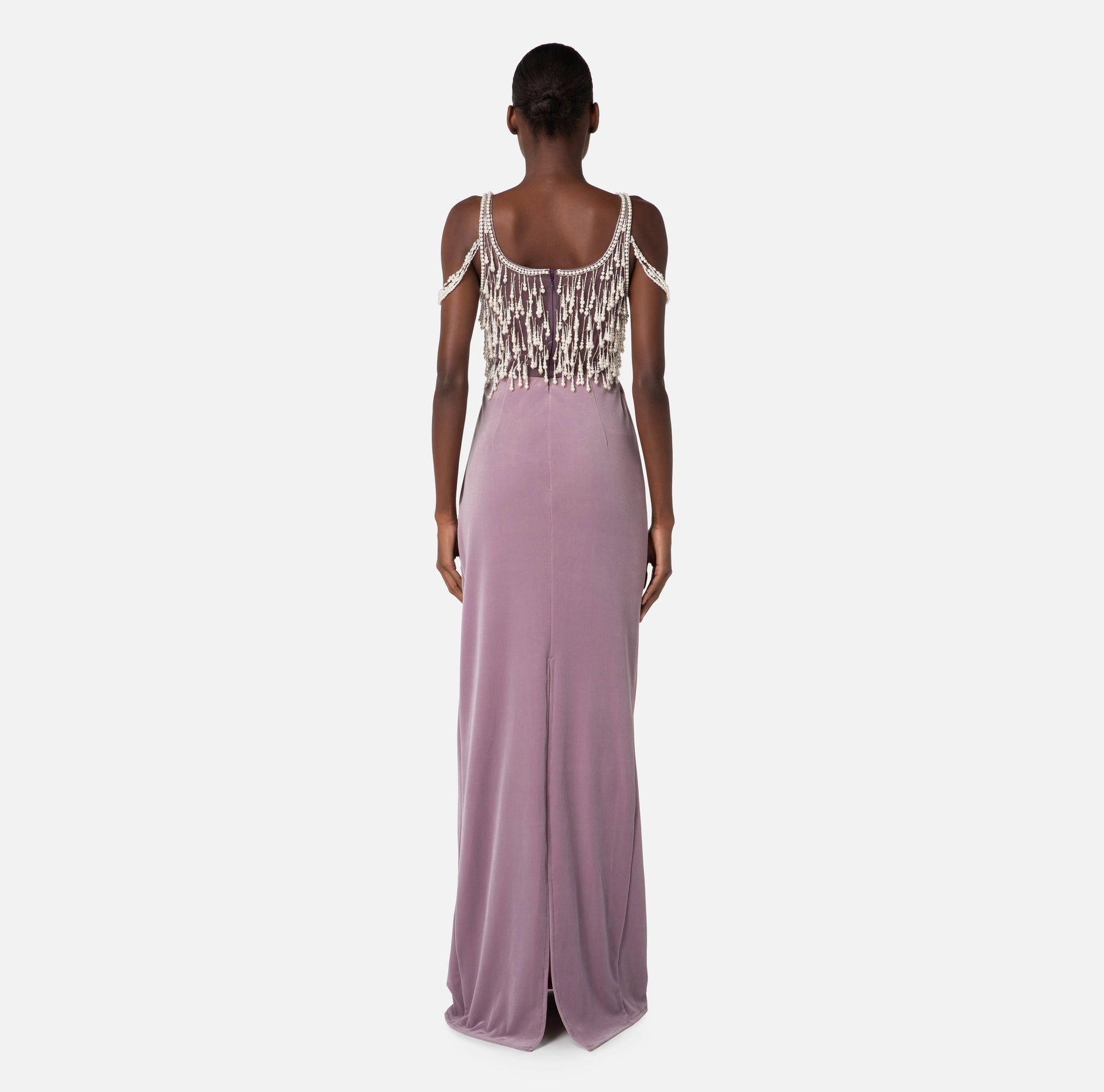 Red Carpet dress in embroidered velvet