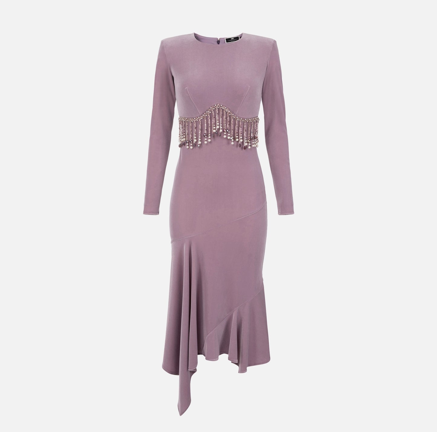 Velvet midi dress with beads