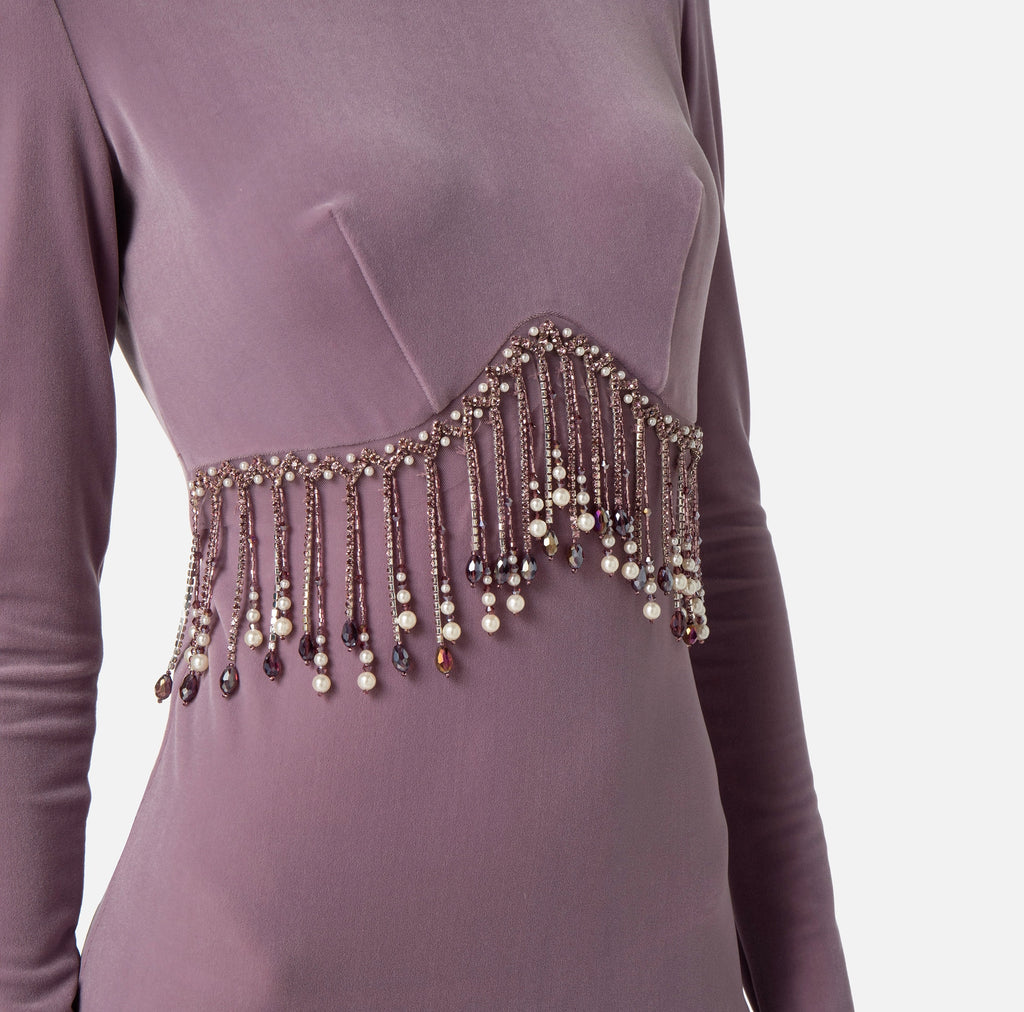 Velvet midi dress with beads | LAST PIECE: 40/42
