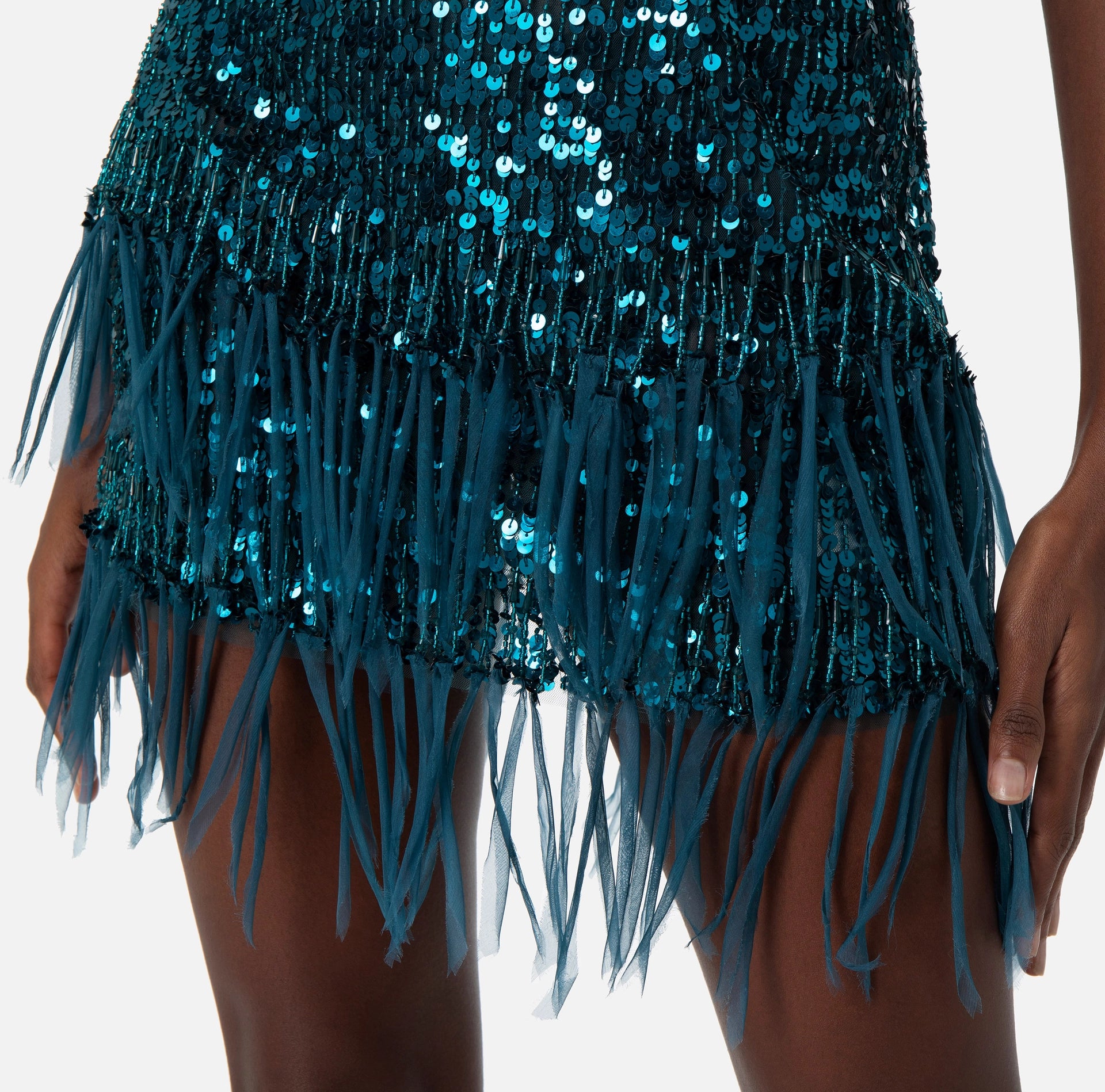 Mini-dress with sequins and fringes | LAST PIECE: 44