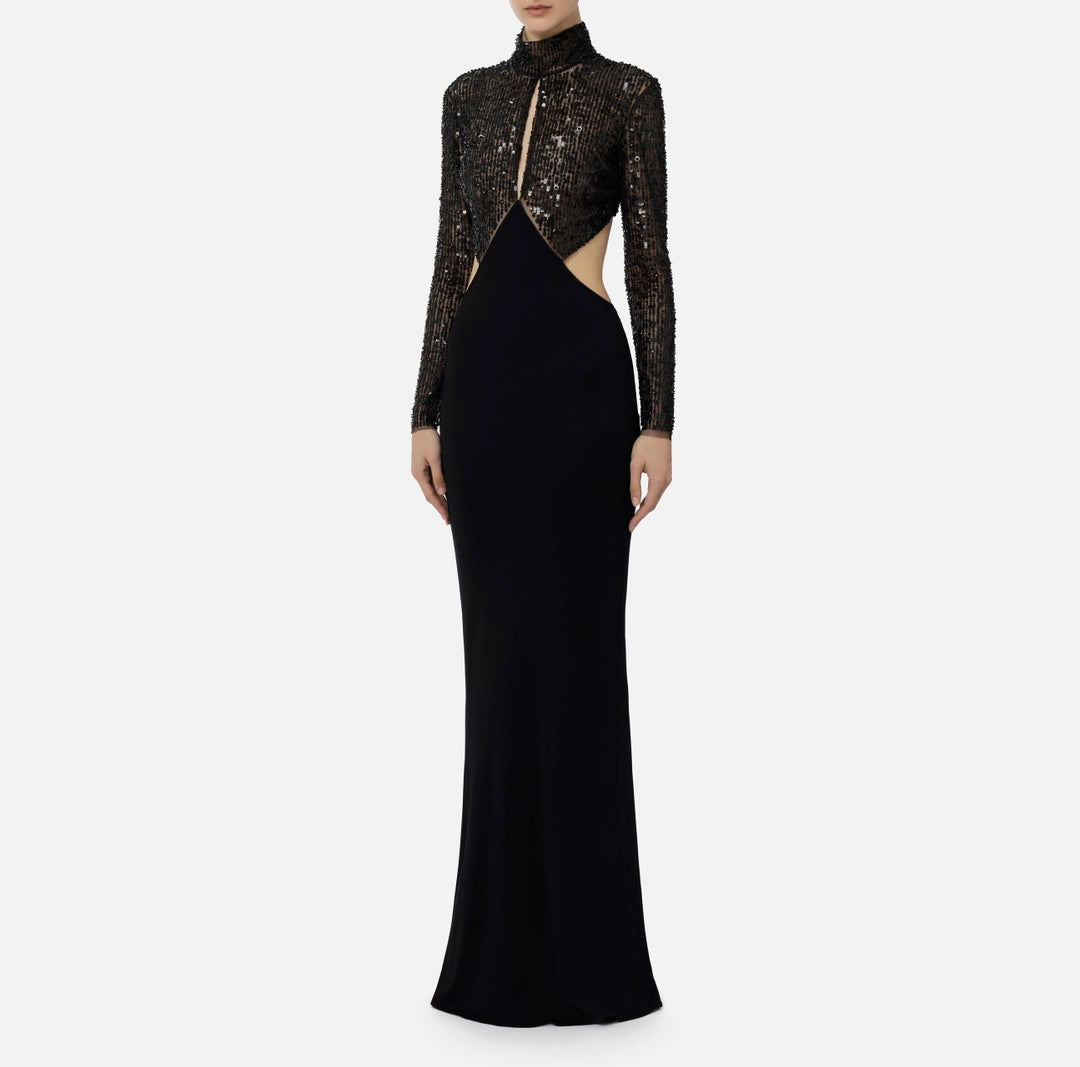 Red Carpet dress in jersey with embroidered bodice | LAST PIECE: 42