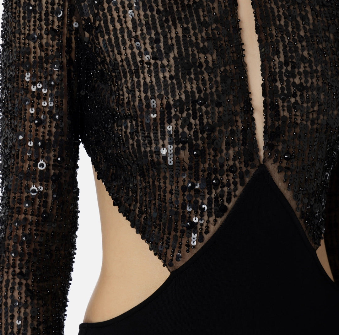 Red Carpet dress in jersey with embroidered bodice | LAST PIECE: 42