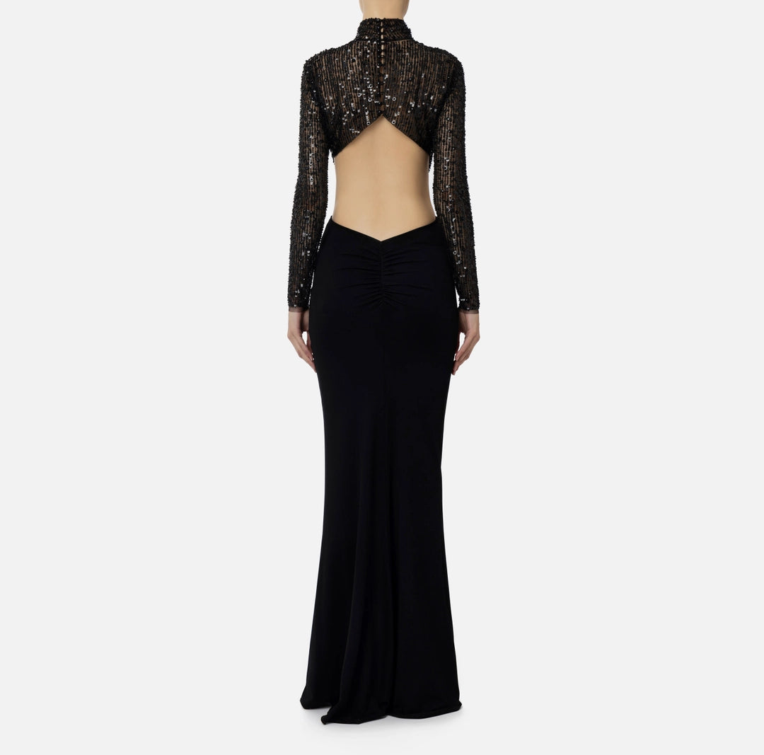 Red Carpet dress in jersey with embroidered bodice | LAST PIECE: 42