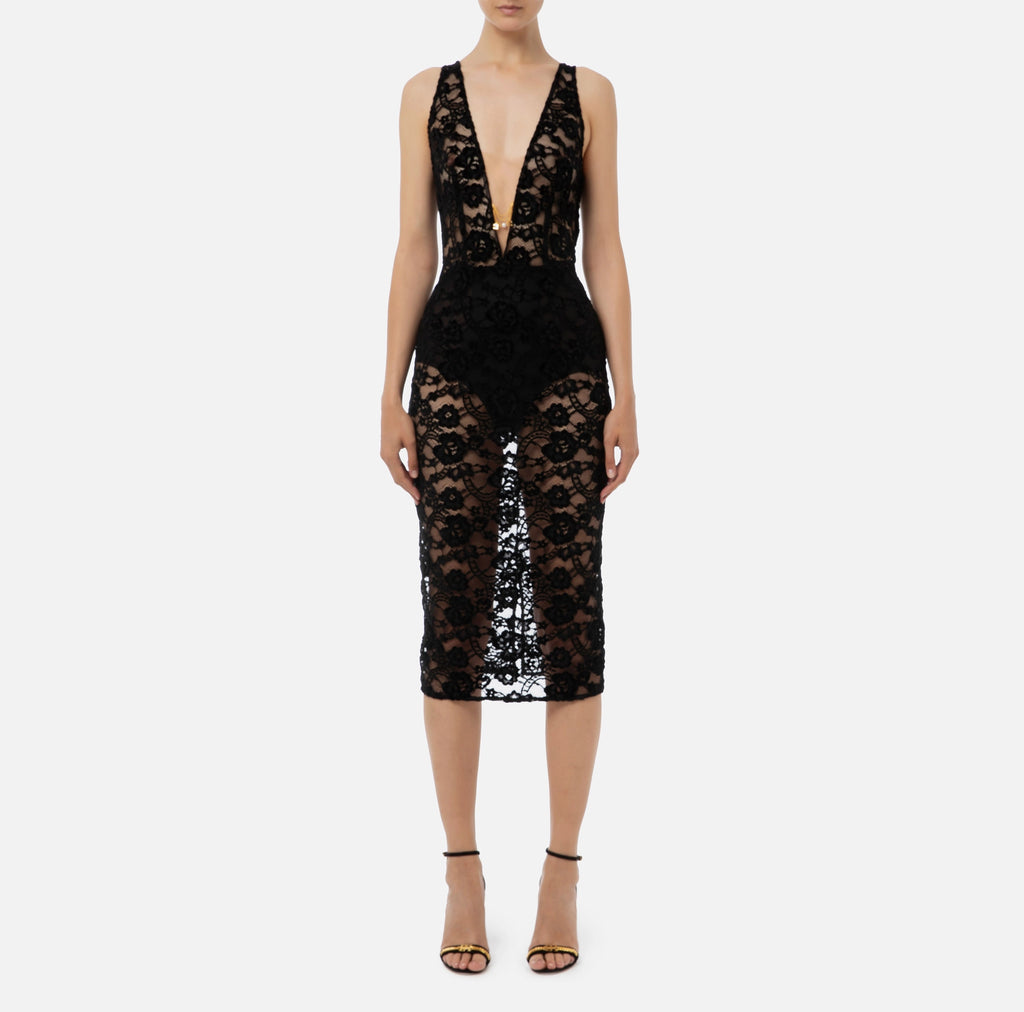 Velvet lace midi dress LAST PIECE: 44