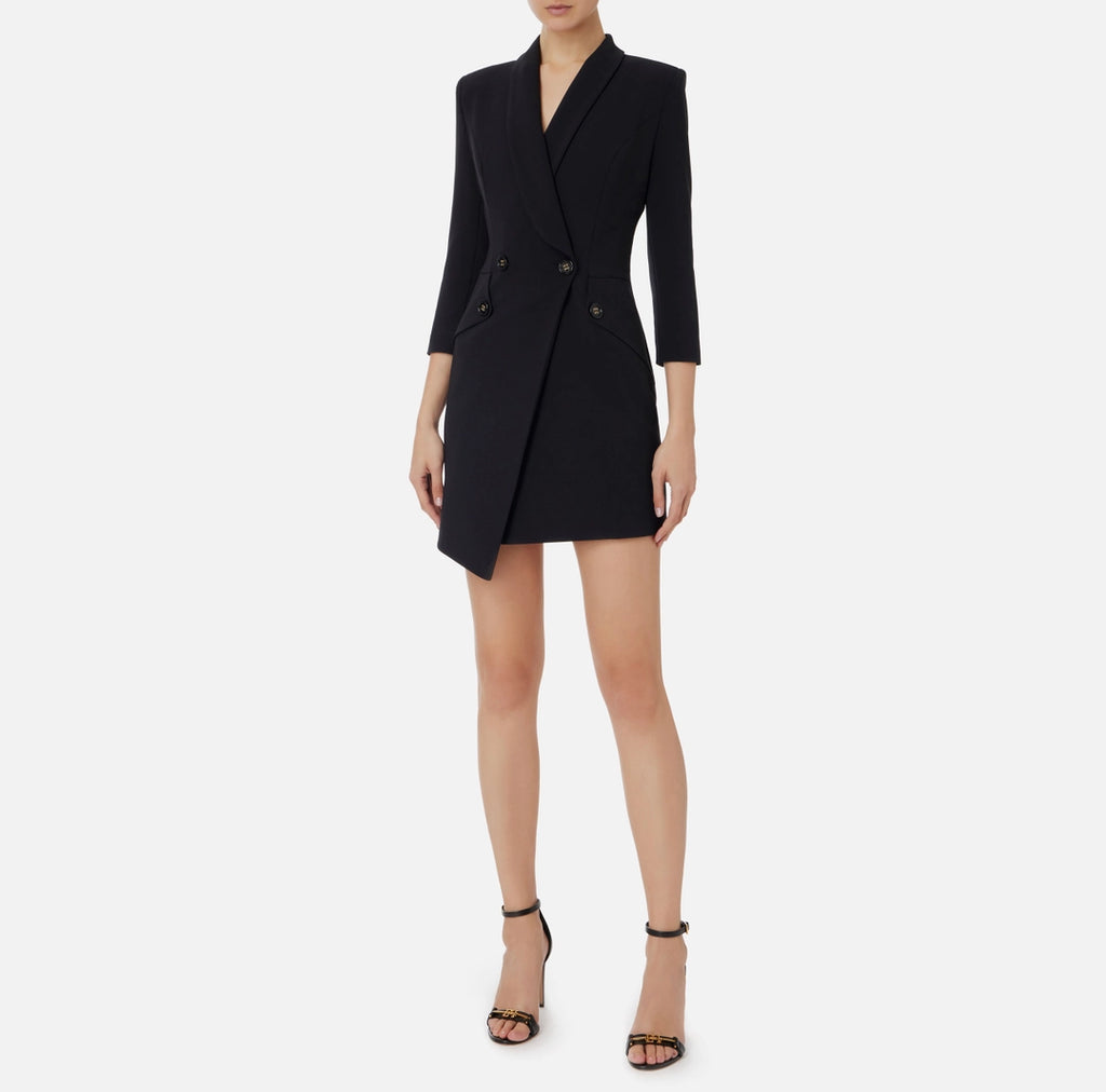 Asymmetric coat dress in stretch crêpe fabric | LAST PIECE: 44